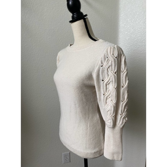 Ann Taylor Sweaters - Ann Taylor Puff Cable Sleeve Wool Blend Sweater Size Medium